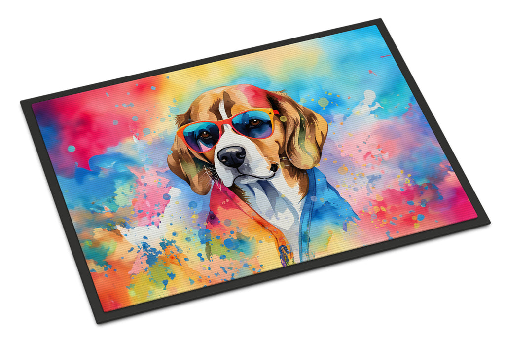 Beagle Hippie Dawg Doormat Indoor Outdoor 24H X 36W Front Door Mat Rugs for Entryway, Non Slip Washable Low Pile,