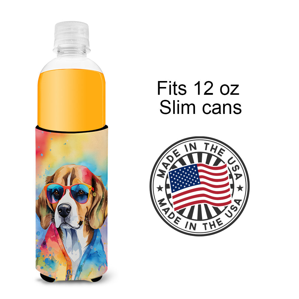 Beagle Hippie Dawg Slim Can Hugger , Insulated Foam Hugger for 12 oz Slim Cans, Beer Bottles & Water Bottles, Printed in USA