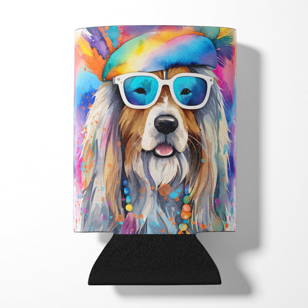 Bearded Collie Hippie Dawg Can or Bottle Hugger Cooler Sleeve for Standard 12 oz Cans, Insulated Foam Beer & Soda Can Hugger Reusable