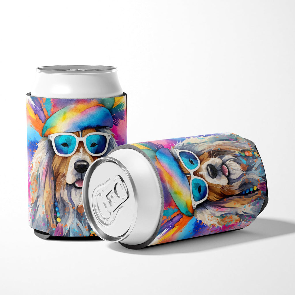 Bearded Collie Hippie Dawg Can or Bottle Hugger Cooler Sleeve for Standard 12 oz Cans, Insulated Foam Beer & Soda Can Hugger Reusable
