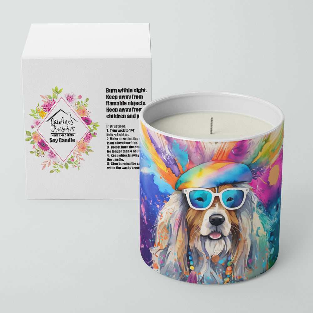 Bearded Collie Hippie Dawg Decorative Soy Candle Nature Soy Wax Essential Oil Home Decor Ideal for Bedroom Kitchen Bath Office Gift, 10 oz
