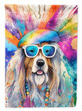 Bearded Collie Hippie Dawg House Flag 28x40 Porch Sleeve Pole Decorative Outside Yard Banner Artwork Wall Hanging, Polyester