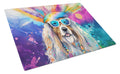 Bearded Collie Hippie Dawg Cutting Board Tempered Glass Kitchen Cutting Surface, Heat Resistant Chopping, Non-Slip Feet, Food Prep & Serving