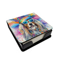 Bearded Collie Hippie Dawg PU Leather Note Paper Holder with Artist-Designed Cover, Desk Accessory, Office Gift