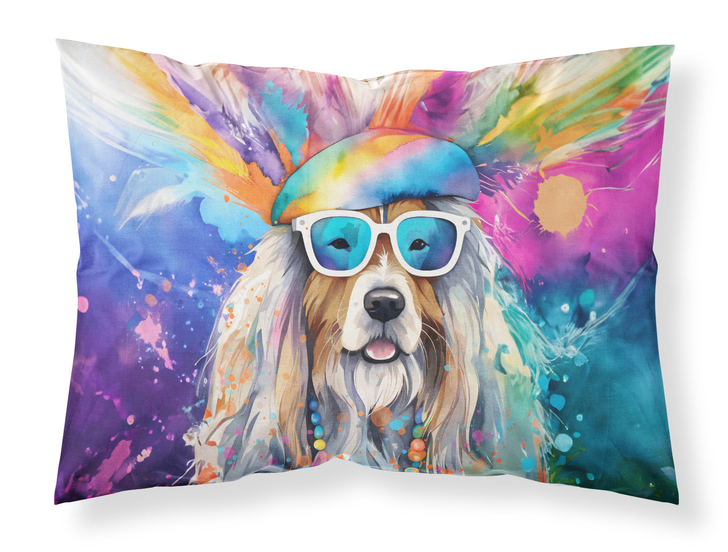 Bearded Collie Hippie Dawg Standard Pillowcase Lightweight Super Soft Easy Care Decorative Artwork Pillowcase, Standard