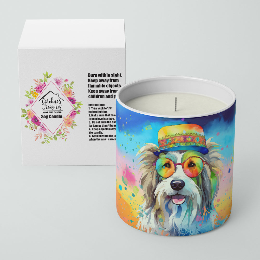 Bearded Collie Hippie Dawg Decorative Soy Candle Nature Soy Wax Essential Oil Home Decor Ideal for Bedroom Kitchen Bath Office Gift, 10 oz