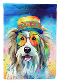 Bearded Collie Hippie Dawg House Flag 28x40 Porch Sleeve Pole Decorative Outside Yard Banner Artwork Wall Hanging, Polyester
