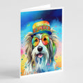 Bearded Collie Hippie Dawg Greeting Cards Pack of 8 Blank Cards with Envelopes Whimsical A7 Size 5x7