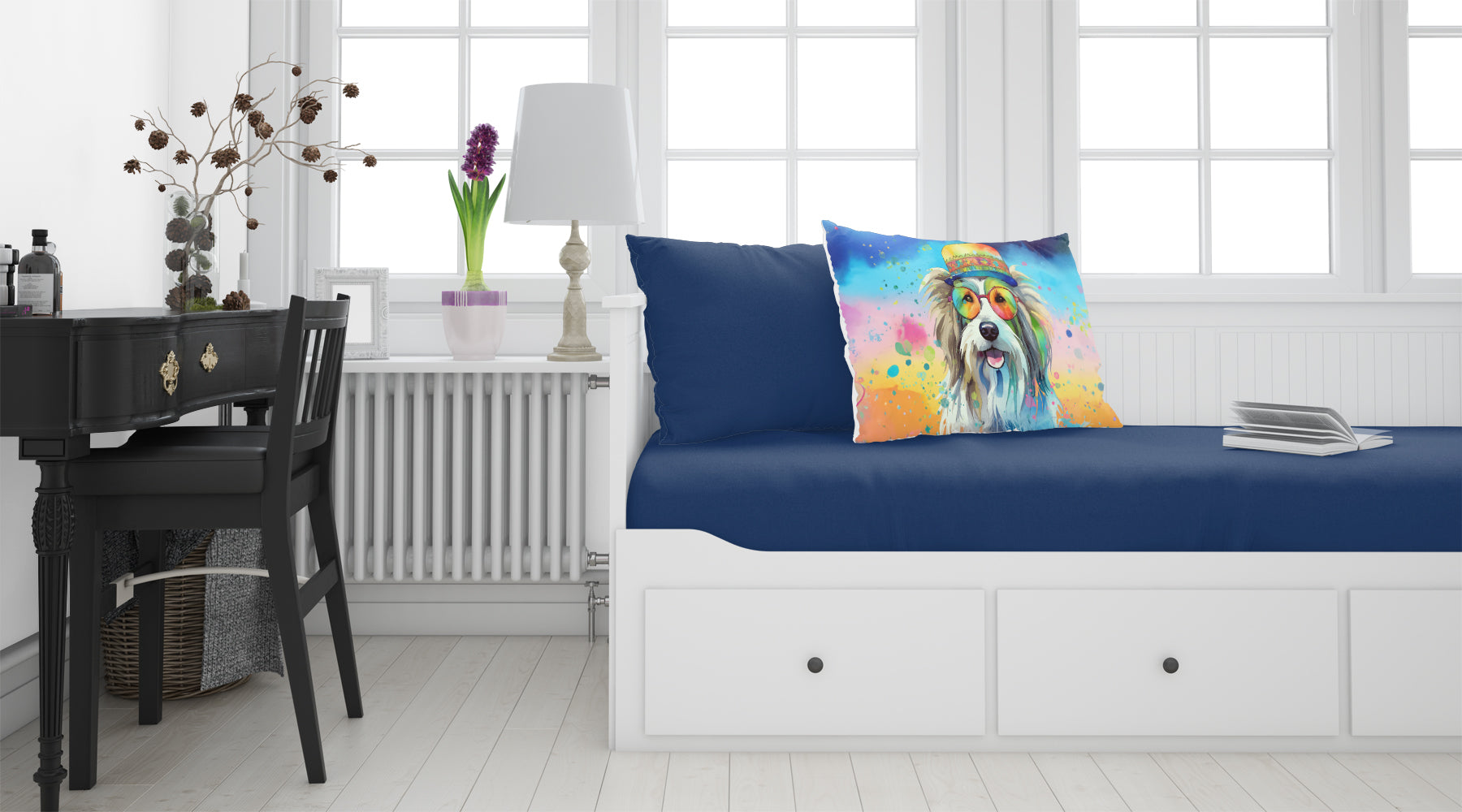 Bearded Collie Hippie Dawg Standard Pillowcase Lightweight Super Soft Easy Care Decorative Artwork Pillowcase, Standard