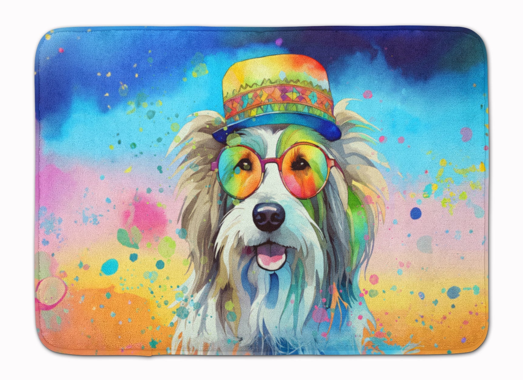 Bearded Collie Hippie Dawg Memory Foam Kitchen Mat Machine Washable Anti-Fatigue Cushion Comfort Bath or Kitchen Rug