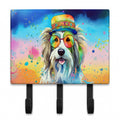 Bearded Collie Hippie Dawg Leash or Key Holder Wall Hooks, Coat Rack Wall Mount, for Hanging Keys, Towels, Aprons, Leashes
