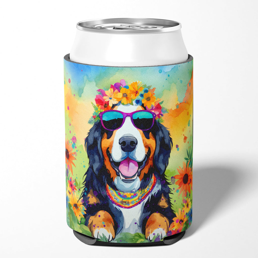 Bernese Mountain Dog Hippie Dawg Can or Bottle Hugger Cooler Sleeve for Standard 12 oz Cans, Insulated Foam Beer & Soda Can Hugger Reusable
