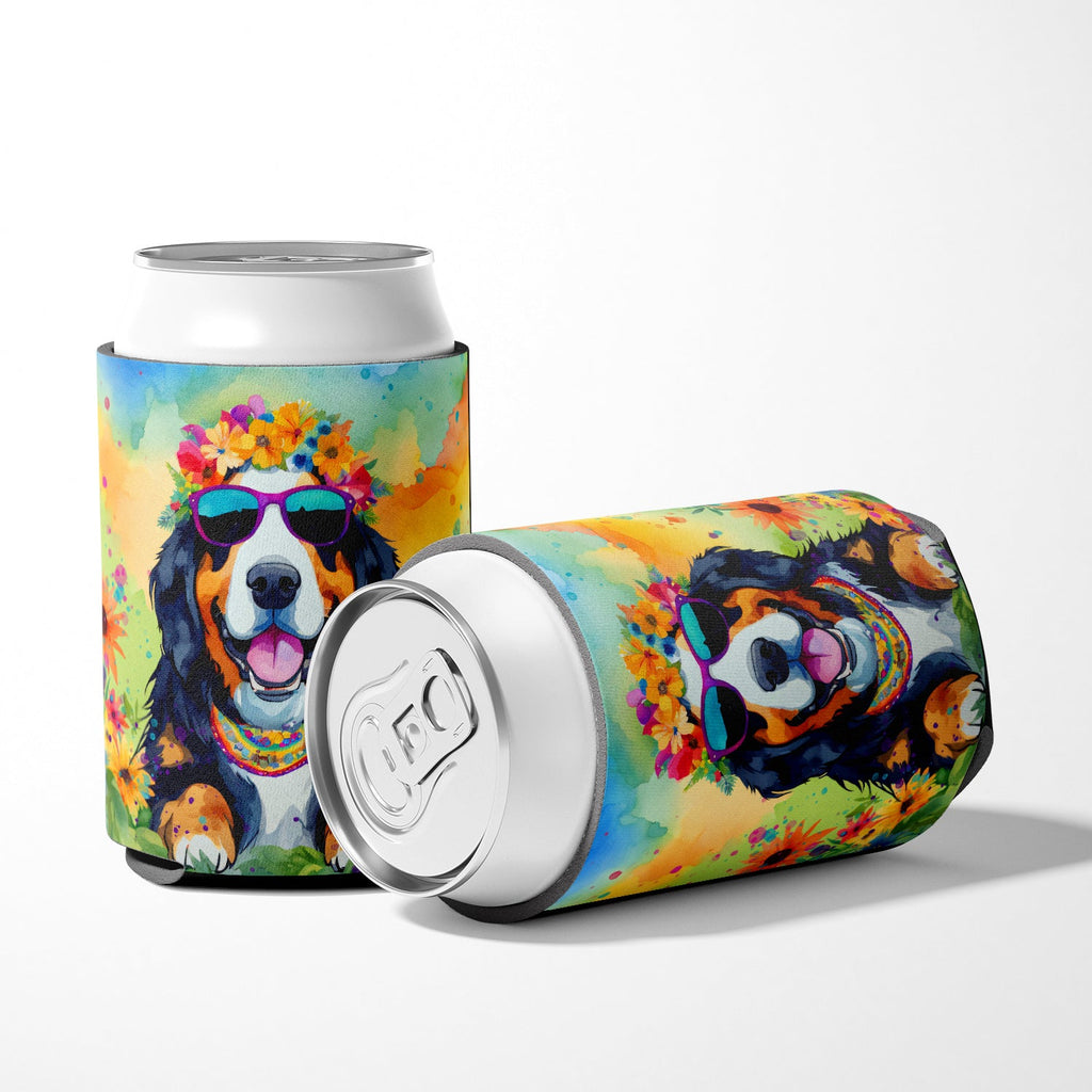 Bernese Mountain Dog Hippie Dawg Can or Bottle Hugger Cooler Sleeve for Standard 12 oz Cans, Insulated Foam Beer & Soda Can Hugger Reusable