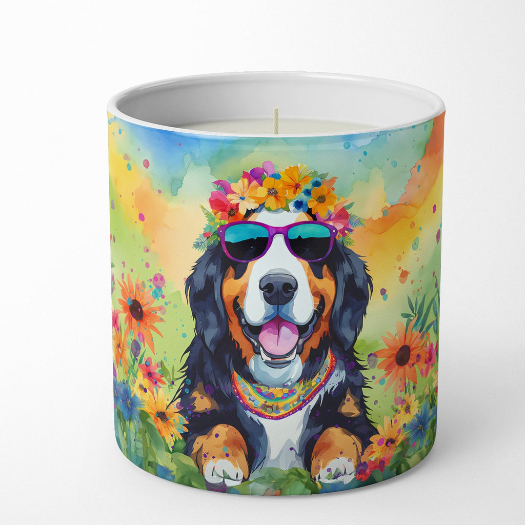 Bernese Mountain Dog Hippie Dawg Decorative Soy Candle Nature Soy Wax Essential Oil Home Decor Ideal for Bedroom Kitchen Bath Office Gift, 10 oz
