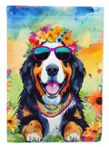 Bernese Mountain Dog Hippie Dawg House Flag 28x40 Porch Sleeve Pole Decorative Outside Yard Banner Artwork Wall Hanging, Polyester