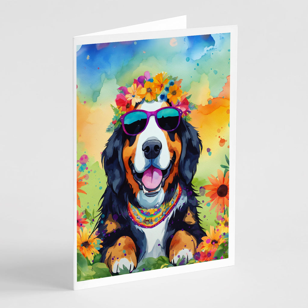 Bernese Mountain Dog Hippie Dawg Greeting Cards Pack of 8 Blank Cards with Envelopes Whimsical A7 Size 5x7