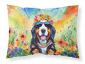 Bernese Mountain Dog Hippie Dawg Standard Pillowcase Lightweight Super Soft Easy Care Decorative Artwork Pillowcase, Standard