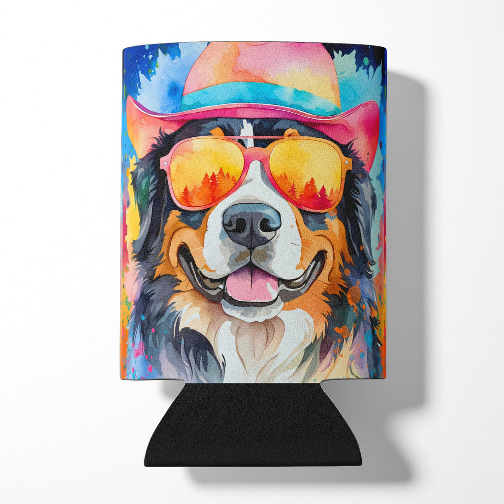 Bernese Mountain Dog Hippie Dawg Can or Bottle Hugger Cooler Sleeve for Standard 12 oz Cans, Insulated Foam Beer & Soda Can Hugger Reusable