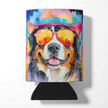 Bernese Mountain Dog Hippie Dawg Can or Bottle Hugger Cooler Sleeve for Standard 12 oz Cans, Insulated Foam Beer & Soda Can Hugger Reusable