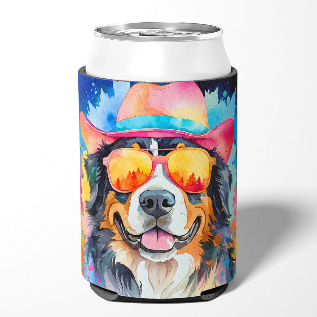 Bernese Mountain Dog Hippie Dawg Can or Bottle Hugger Cooler Sleeve for Standard 12 oz Cans, Insulated Foam Beer & Soda Can Hugger Reusable