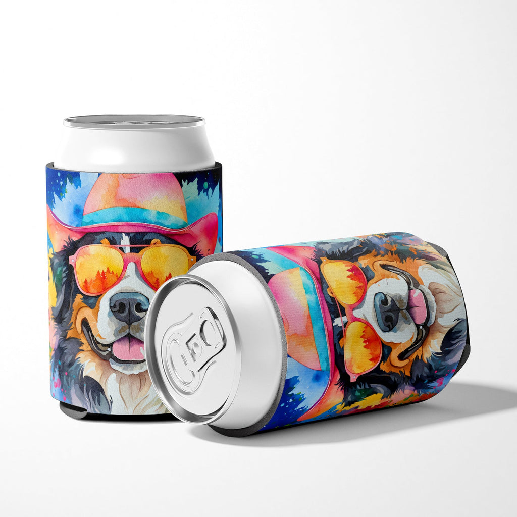 Bernese Mountain Dog Hippie Dawg Can or Bottle Hugger Cooler Sleeve for Standard 12 oz Cans, Insulated Foam Beer & Soda Can Hugger Reusable