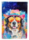 Bernese Mountain Dog Hippie Dawg House Flag 28x40 Porch Sleeve Pole Decorative Outside Yard Banner Artwork Wall Hanging, Polyester