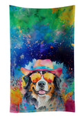 Bernese Mountain Dog Hippie Dawg Kitchen Towel Velour Plush Front and Cotton Loop Back Machine Washable