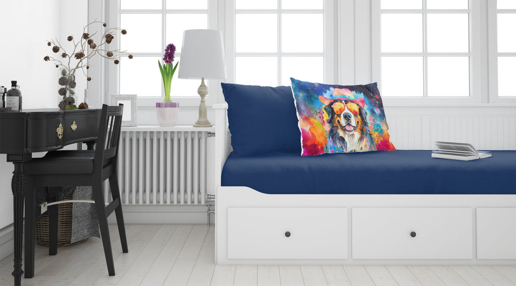 Bernese Mountain Dog Hippie Dawg Standard Pillowcase Lightweight Super Soft Easy Care Decorative Artwork Pillowcase, Standard