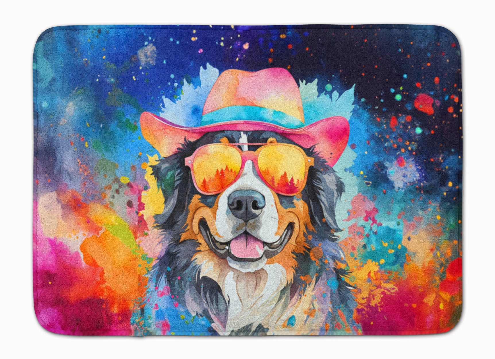 Bernese Mountain Dog Hippie Dawg Memory Foam Kitchen Mat Machine Washable Anti-Fatigue Cushion Comfort Bath or Kitchen Rug