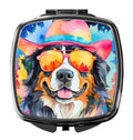Bernese Mountain Dog Hippie Dawg Compact Mirror Decorative Travel Makeup Mirror for Women Girls Gifts Pocket Makeup Mirror Folding Handheld