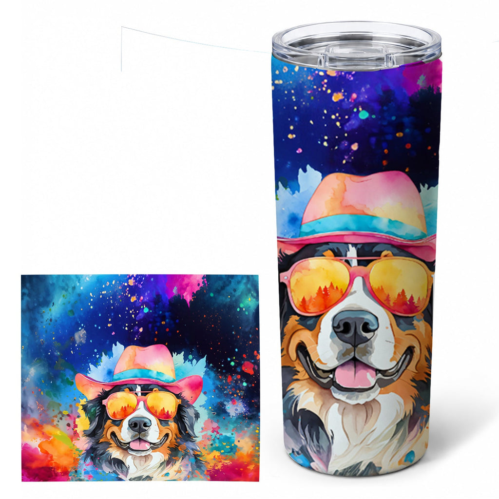 Bernese Mountain Dog Hippie Dawg Stainless Steel Skinny Tumbler 20 oz Vacuum Double Walled Reusable Insulated Travel Cup