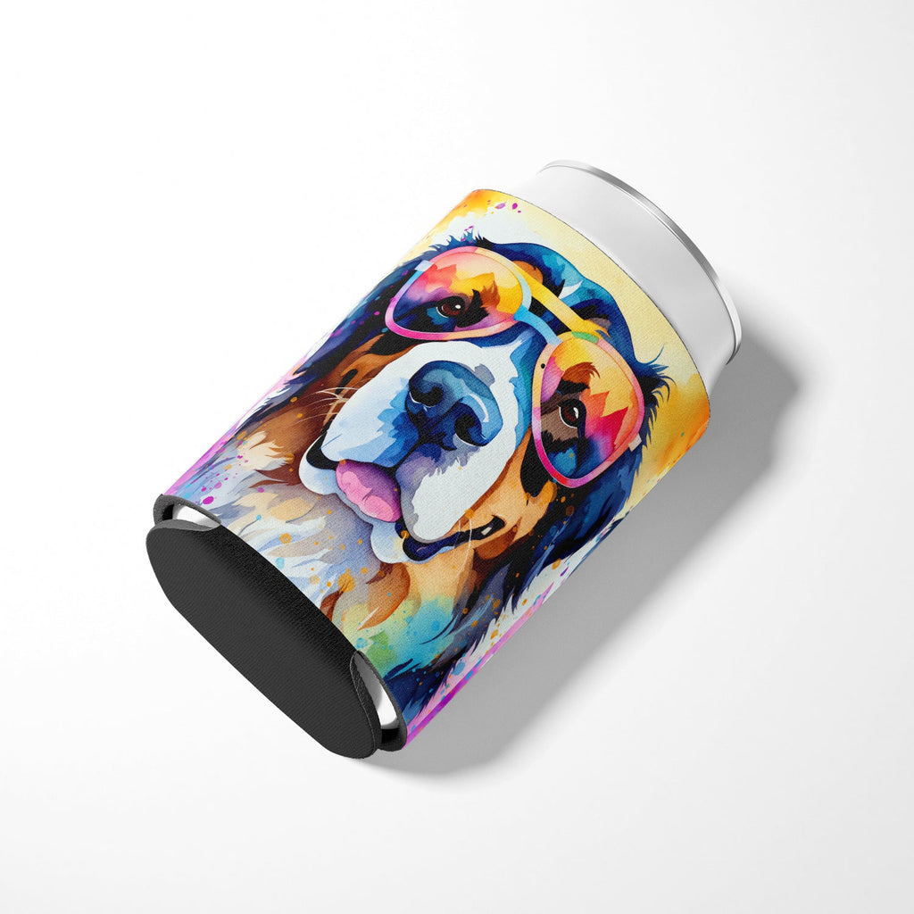 Bernese Mountain Dog Hippie Dawg Can or Bottle Hugger Cooler Sleeve for Standard 12 oz Cans, Insulated Foam Beer & Soda Can Hugger Reusable