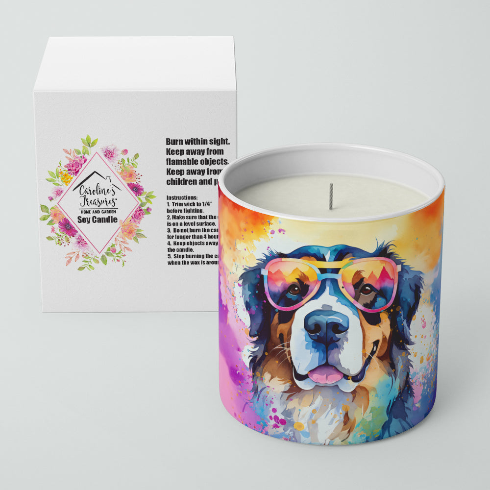 Bernese Mountain Dog Hippie Dawg Decorative Soy Candle Nature Soy Wax Essential Oil Home Decor Ideal for Bedroom Kitchen Bath Office Gift, 10 oz