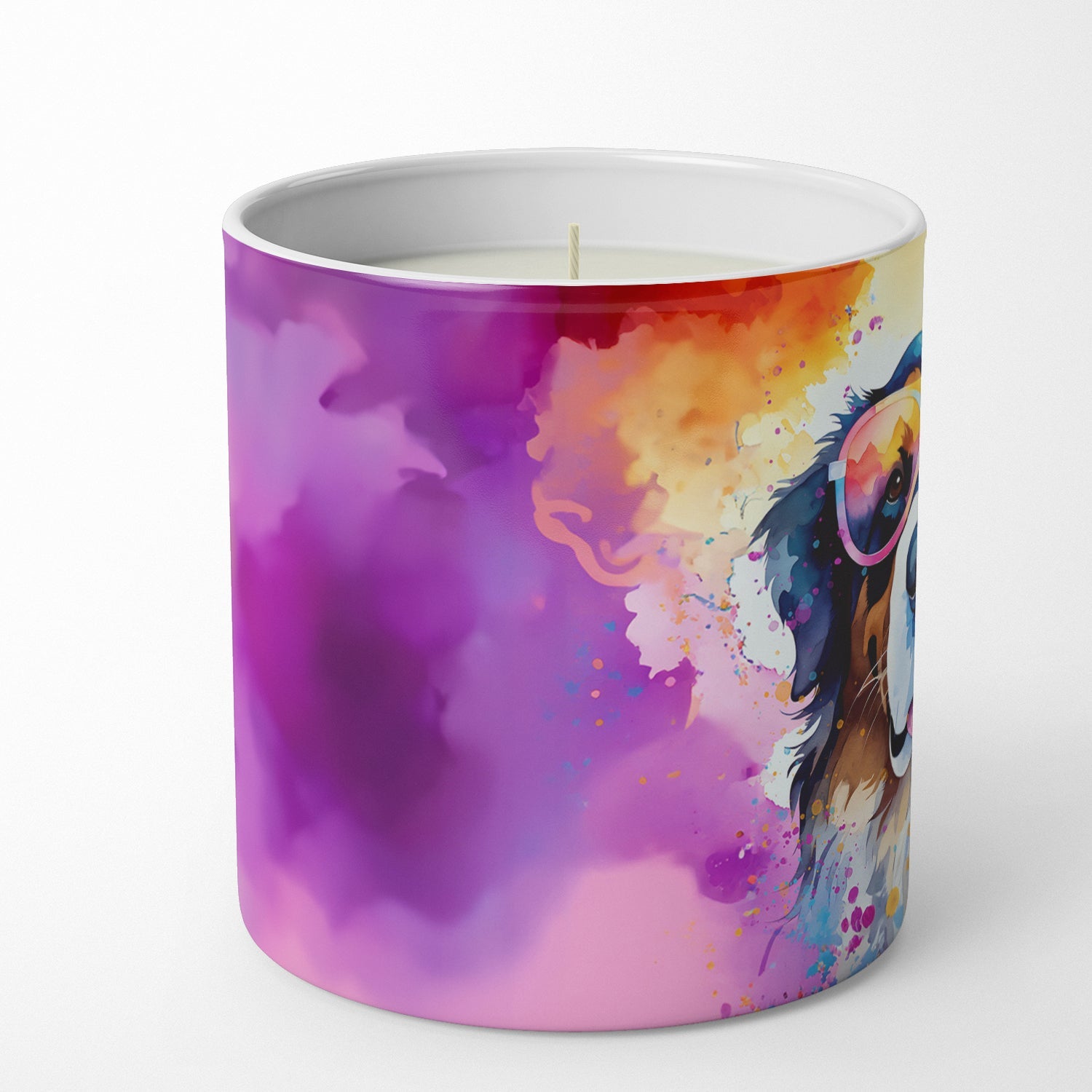 Bernese Mountain Dog Hippie Dawg Decorative Soy Candle Nature Soy Wax Essential Oil Home Decor Ideal for Bedroom Kitchen Bath Office Gift, 10 oz