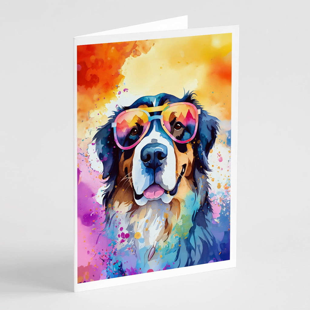 Bernese Mountain Dog Hippie Dawg Greeting Cards Pack of 8 Blank Cards with Envelopes Whimsical A7 Size 5x7