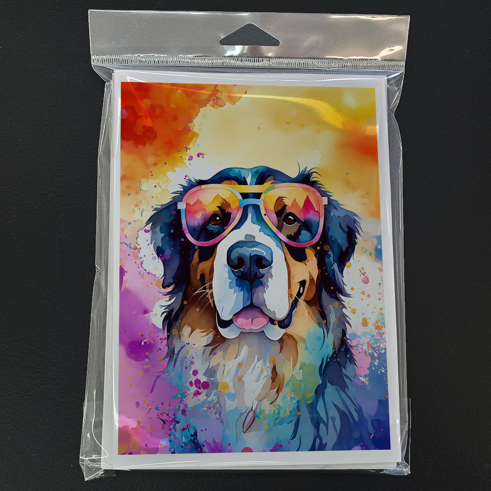 Bernese Mountain Dog Hippie Dawg Greeting Cards Pack of 8 Blank Cards with Envelopes Whimsical A7 Size 5x7
