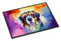 Bernese Mountain Dog Hippie Dawg Doormat Indoor Outdoor 24H X 36W Front Door Mat Rugs for Entryway, Non Slip Washable Low Pile,