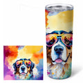 Bernese Mountain Dog Hippie Dawg Stainless Steel Skinny Tumbler 20 oz Vacuum Double Walled Reusable Insulated Travel Cup