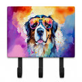 Bernese Mountain Dog Hippie Dawg Leash or Key Holder Wall Hooks, Coat Rack Wall Mount, for Hanging Keys, Towels, Aprons, Leashes