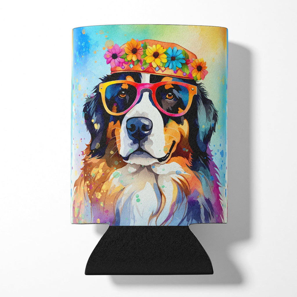 Bernese Mountain Dog Hippie Dawg Can or Bottle Hugger Cooler Sleeve for Standard 12 oz Cans, Insulated Foam Beer & Soda Can Hugger Reusable