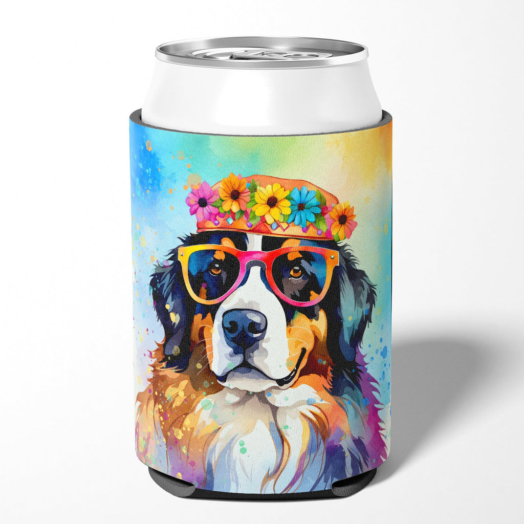 Bernese Mountain Dog Hippie Dawg Can or Bottle Hugger Cooler Sleeve for Standard 12 oz Cans, Insulated Foam Beer & Soda Can Hugger Reusable