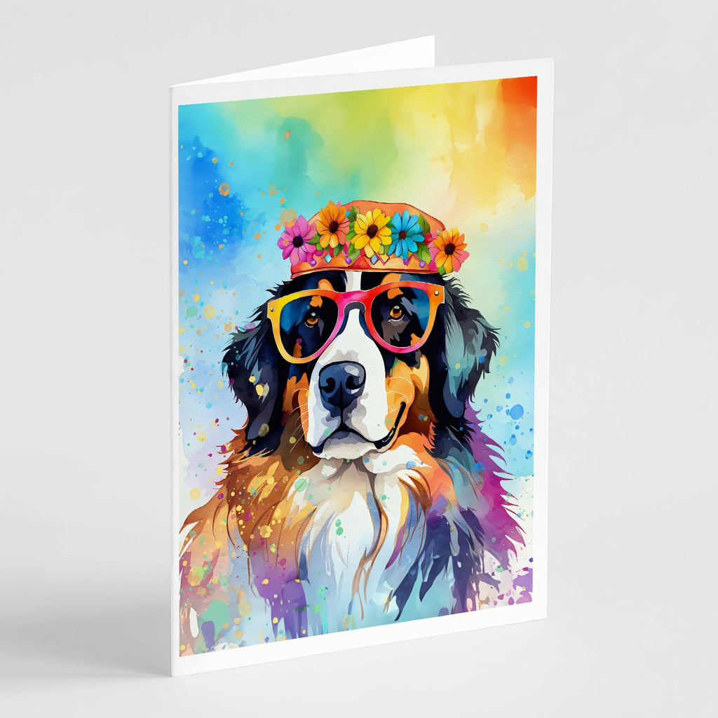 Bernese Mountain Dog Hippie Dawg Greeting Cards Pack of 8 Blank Cards with Envelopes Whimsical A7 Size 5x7