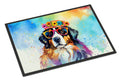 Bernese Mountain Dog Hippie Dawg Doormat Indoor Outdoor 18H X 27W Front Door Mat Rugs for Entryway, Non Slip Washable