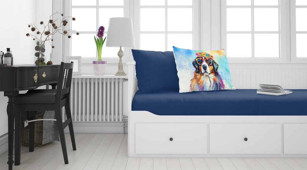 Bernese Mountain Dog Hippie Dawg Standard Pillowcase Lightweight Super Soft Easy Care Decorative Artwork Pillowcase, Standard