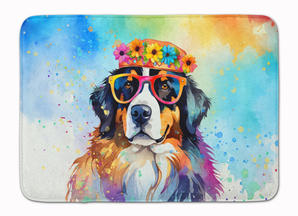 Bernese Mountain Dog Hippie Dawg Memory Foam Kitchen Mat Machine Washable Anti-Fatigue Cushion Comfort Bath or Kitchen Rug