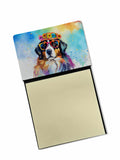 Bernese Mountain Dog Hippie Dawg Watercolor Sticky Note Holder Refillable Dispenser Desk Accessory 3x3 Pad Gift