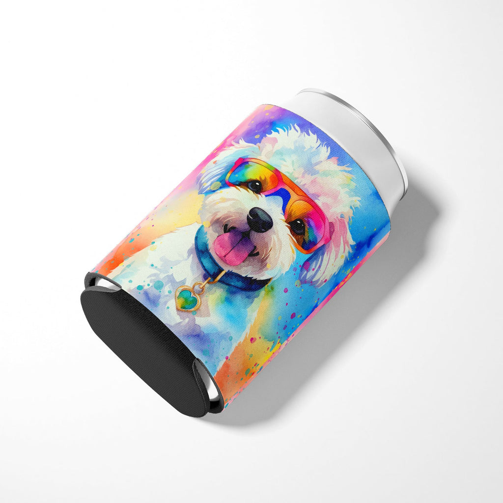 Bichon Frise Hippie Dawg Can or Bottle Hugger Cooler Sleeve for Standard 12 oz Cans, Insulated Foam Beer & Soda Can Hugger Reusable