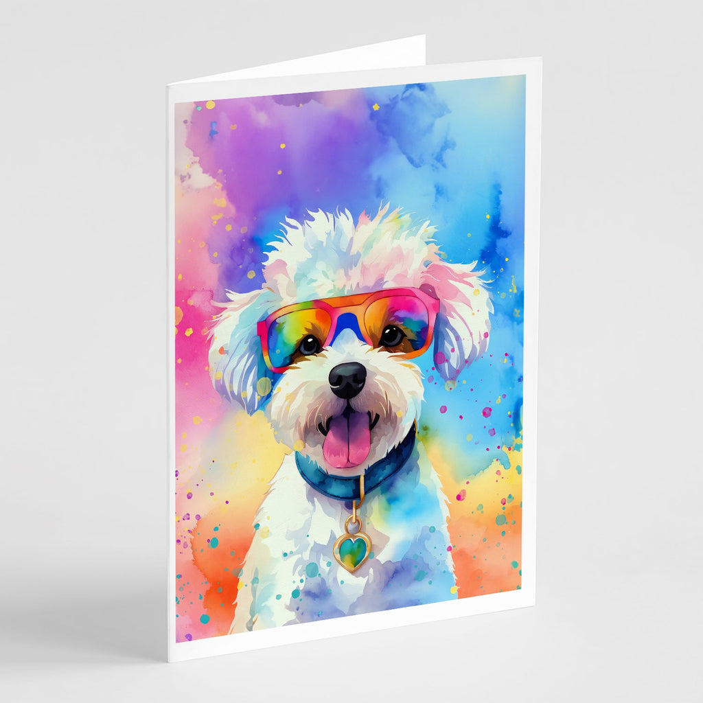 Bichon Frise Hippie Dawg Greeting Cards Pack of 8 Blank Cards with Envelopes Whimsical A7 Size 5x7