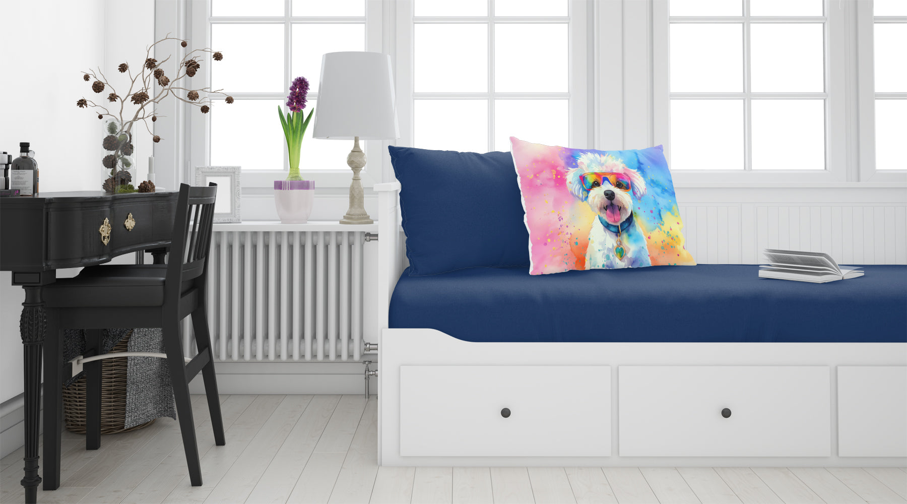 Bichon Frise Hippie Dawg Standard Pillowcase Lightweight Super Soft Easy Care Decorative Artwork Pillowcase, Standard