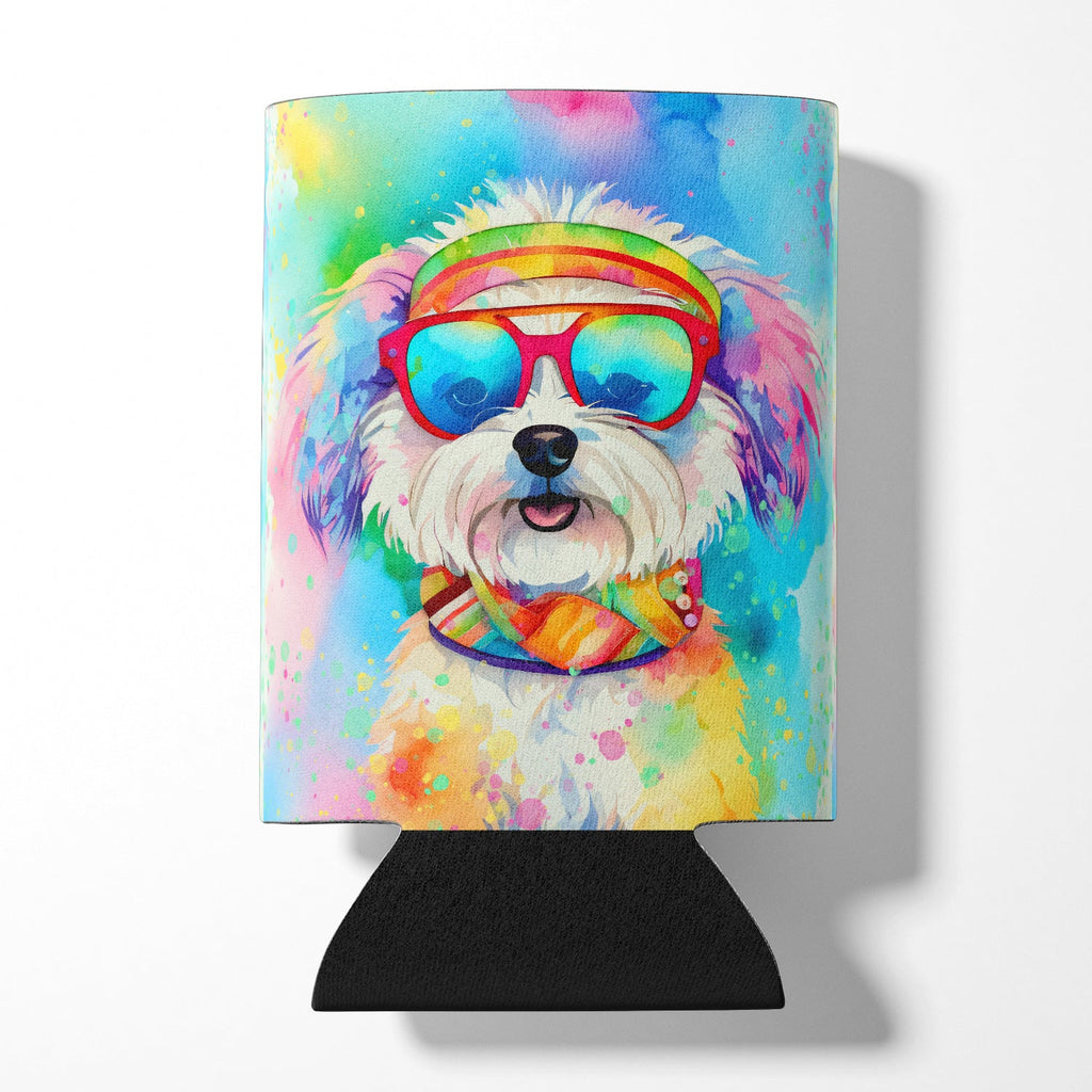 Bichon Frise Hippie Dawg Can or Bottle Hugger Cooler Sleeve for Standard 12 oz Cans, Insulated Foam Beer & Soda Can Hugger Reusable